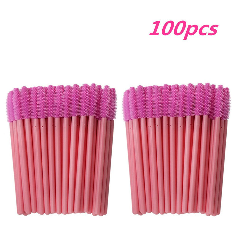 [Australia] - MyAoKuE-UP 100pcs Silicone Mascara Wands Disposable Eyelash Brushes Wand for Extension Makeup Brush Tool Bulk, Pink All Pink 