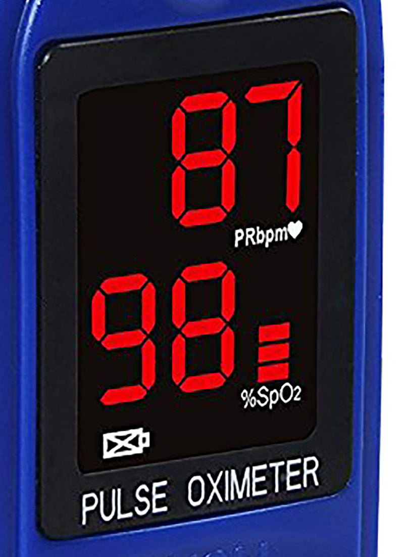 [Australia] - Concord Basics Blue Fingertip Pulse Oximeter Blood Oxygen Saturation Monitor with Carrying Case, Batteries, Silicone Cover and Lanyard 