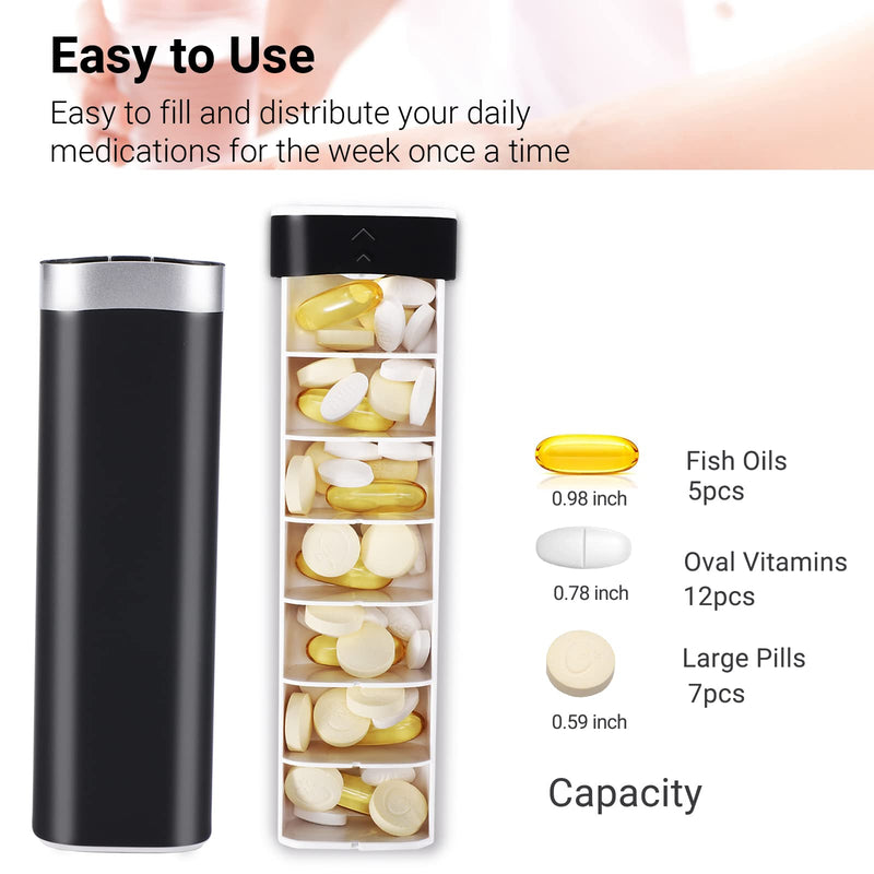 [Australia] - Pill Box 7 Day, Betife Daily Pill Organiser, Weekly Travel Tablet Organiser, Cute Pill Holder to Hold Vitamins, Medicines, Pills, Supplements (Black) Black 