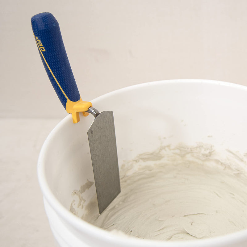 [Australia] - QEP 6 in. x 2 in. Comfort Grip Flat Margin Flooring Trowel with Bucket Hook, Silver (42112) 