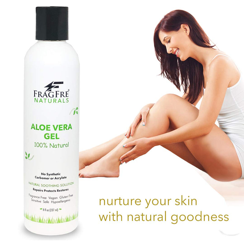 [Australia] - FRAGFRE All-Natural Aloe Vera Gel 8 oz (2-Pack Gift Set) - No Synthetic Carbomer or Acrylate - 100% Natural Aloe Vera Soothing Gel - After Sun Exposure Skin Care - Fragrance Free Vegan Gluten Free 