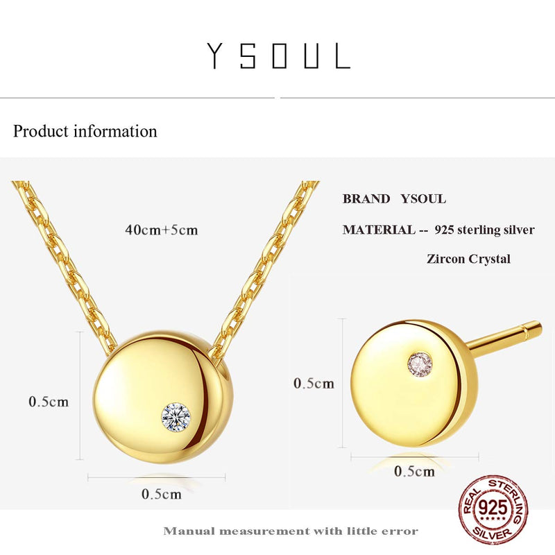 [Australia] - YSOUL Sterling Silver Dot Earrings Necklace Jewelry Set Birthday for Mom Wife Sister Best Friend Gold 