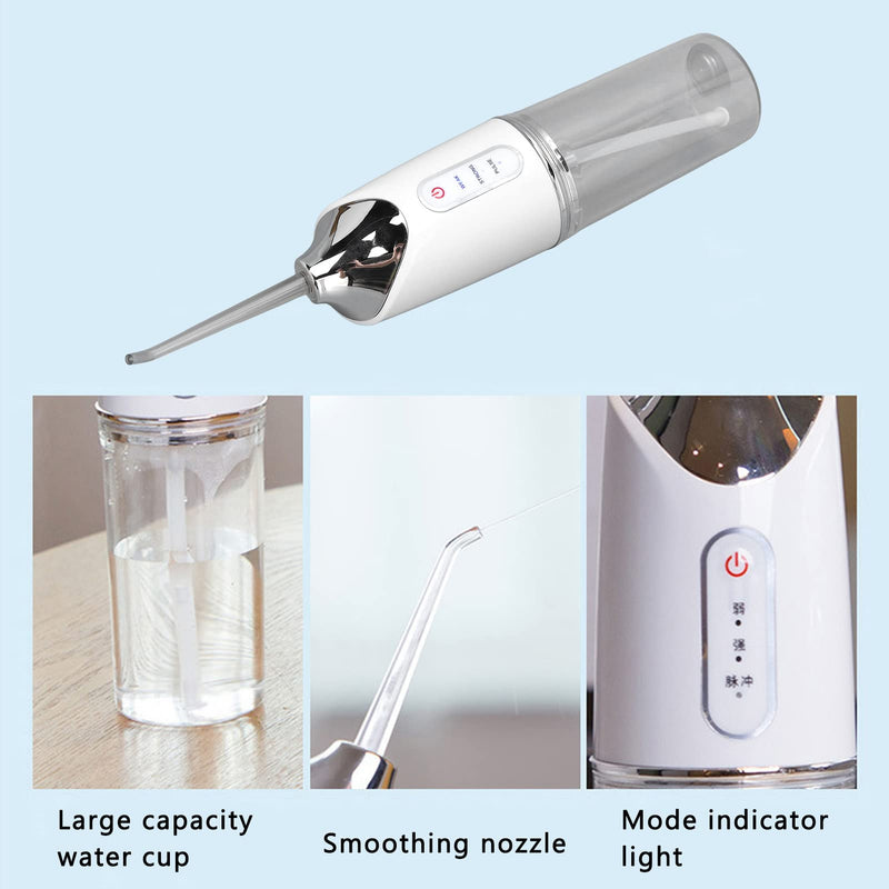 [Australia] - Electric Teeth Irrigator, 360° Rotating Nozzle 3 Modes 5 Replaceable Jet Tips,Rechargeable Waterproof Teeth Cleaner for Home and Travel 