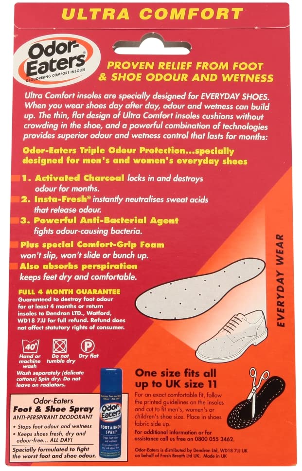 [Australia] - Odor-Eaters Ultra Comfort, Odour-Destroying, Deodorising Comfort Insoles, for Everyday Wear Twin Pack 