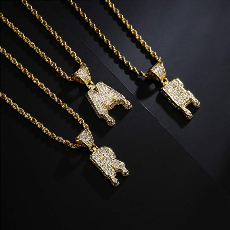 [Australia] - cmoonry Original Design Irregular Initial Necklace 24" Gold Twist Chain 26 Letters Pendant Necklace for Men Women Hip Hop Jewelry Party Gift Gold A 