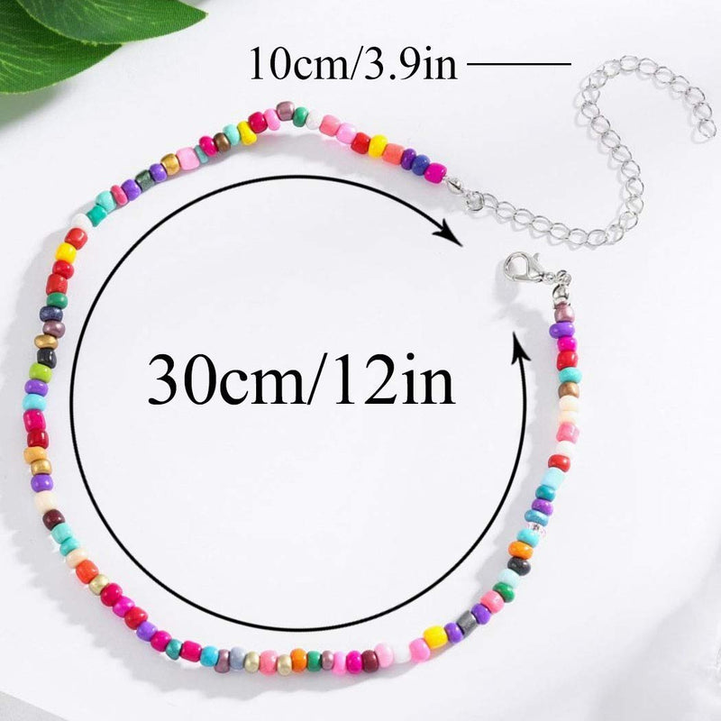 [Australia] - Ursumy Boho Choker Beaded Necklace Chain Handmade Rainbow Necklaces Chokers Jewelry for Women and Girls (Mix) Mix 