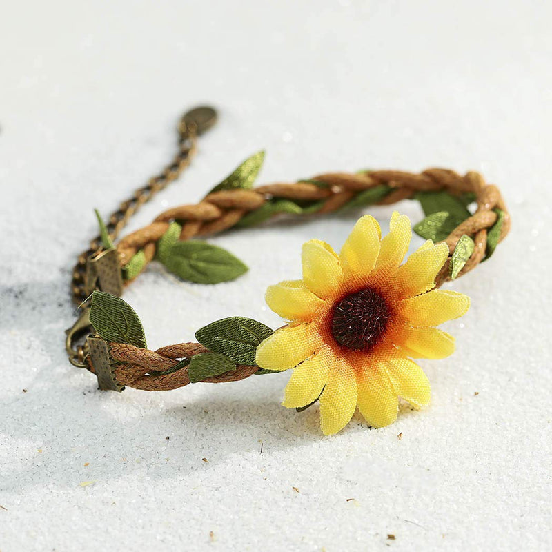 [Australia] - Aukmla Boho Sunflower Anklets Yellow Foot Jewelry Barefoot Sandal Bracelet Ankle Jewelry for Women and Girls 