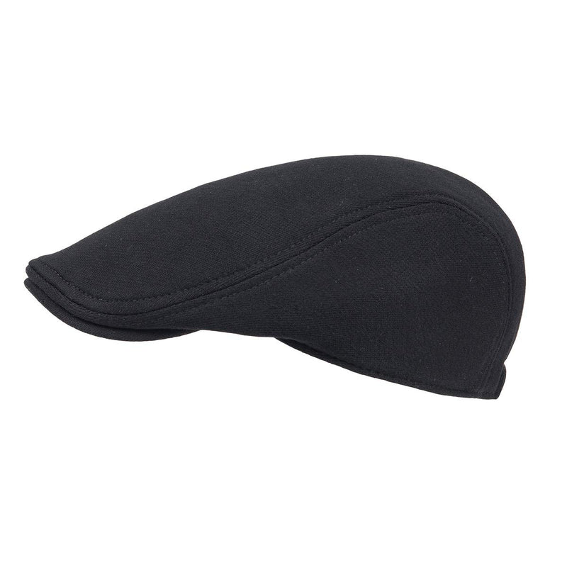 [Australia] - FEINION Men Cotton Newsboy Cap Soft Fit Cabbie Hat Black 