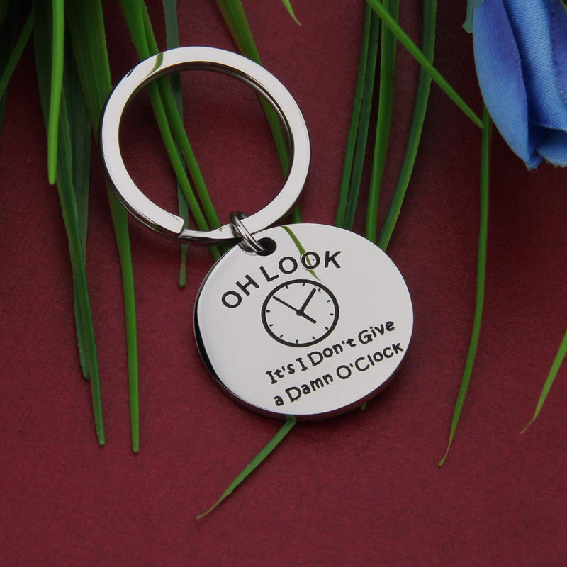 [Australia] - QIIER Retirement Gifts Coworker Retirement Keychain Office Worker Gift Retire Coworker Leaving Jewelry Oh Look It's I Don't Give a Damn O'Clock Keychain Silver 