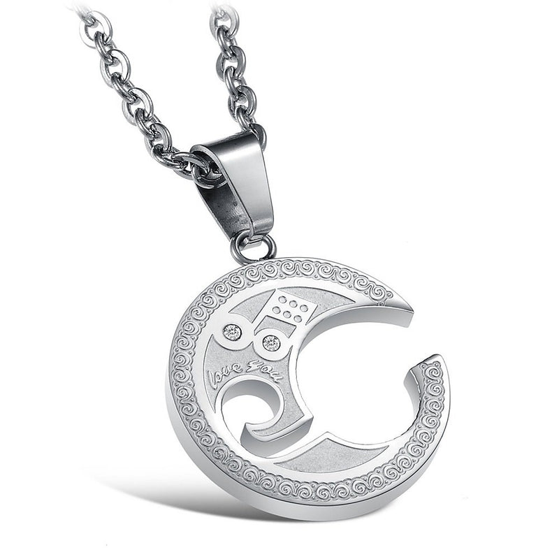 [Australia] - Music Note Puzzle Couples Pendant Necklaces Stainless Steel For Him and Her Matching Set 