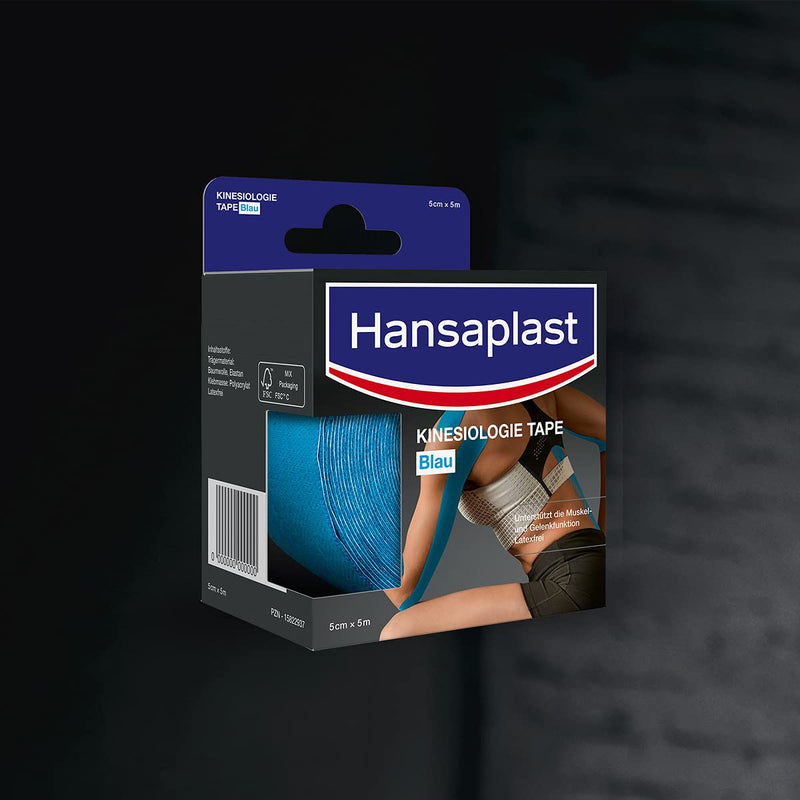 [Australia] - Hansaplast Kinesiology Tape, Waterproof Sports Tape Relieves Muscle Pain and Promotes Circulation, Tape Provides Support for Joints and Muscles, 1 Roll, Blue 