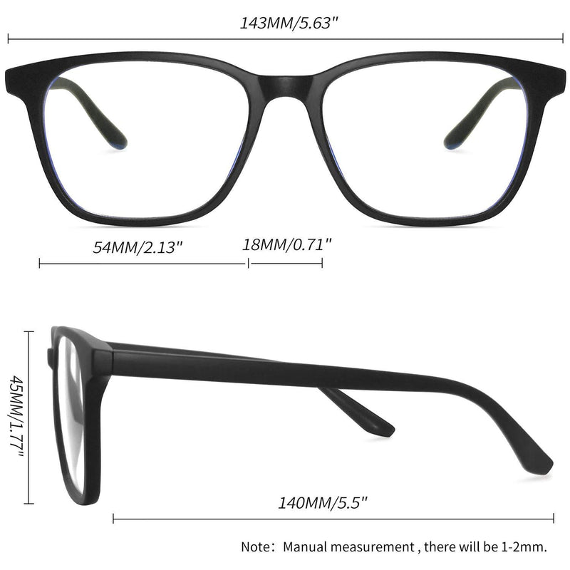 [Australia] - Joopin Blue Light Blocking Glasses with TR90 Frame, Computer Gaming Glasses to Prevent Migraine - Uv400 Protection Square Eyeglasses for Men Women Matte Black 