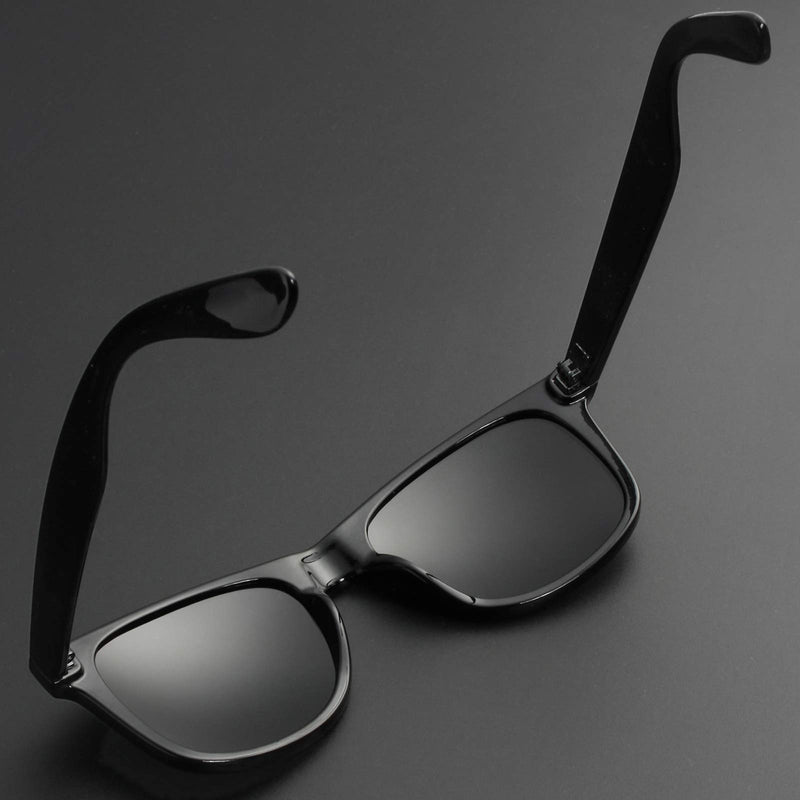 [Australia] - Polarized Sunglasses for Men Women Retro Designer Square Frame Sun Glasses - UV400 A1 Bright Black/Black 52 Millimeters 
