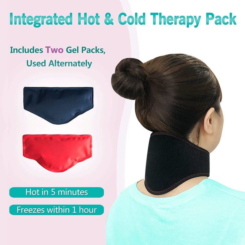 [Australia] - Neck Brace Ice Pack Cervical Collar Soft Ice Wrap Adjustable Ring Relief Neck Pain And Support Reusable Gel For Women Hot & Cold Therapy Treatment Arthritis Release Pressure (11" ~ 18.5") 