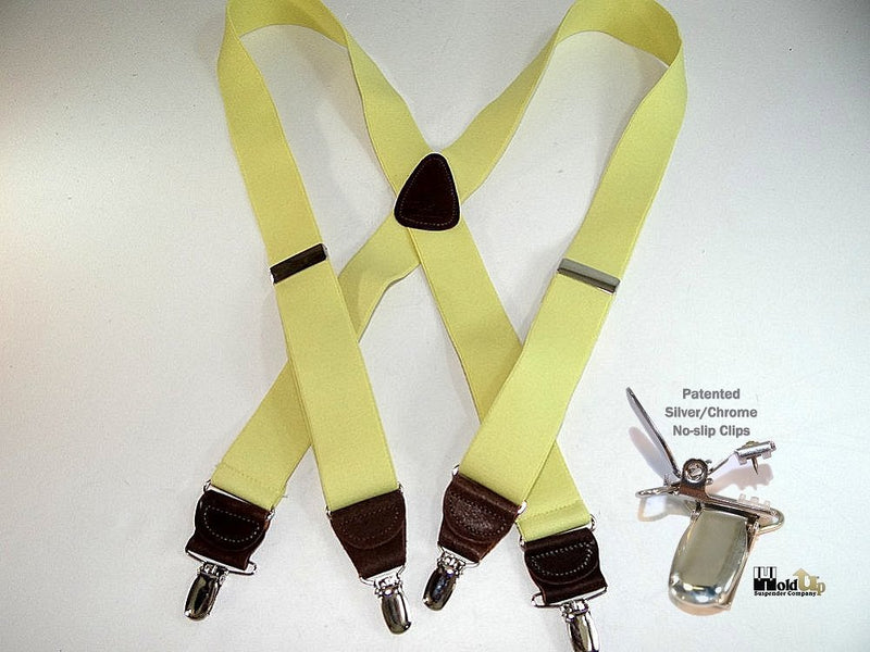 [Australia] - Hold-Ups Yellow 1 1/2" wide Hold-Up Suspenders X-Back Patented No-slip Silver Clips 