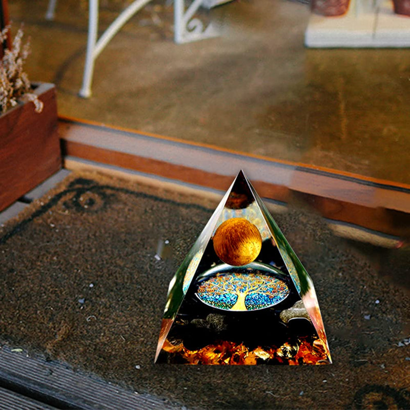 [Australia] - Moonstone Crystal Orgone Pyramid Ogan Crystal Energy Tower Nature Reiki Chakra Crushed Stone Jewelry Flower of Life Crystal Orgonite Pyramid Healing Chakra Pyramid B 