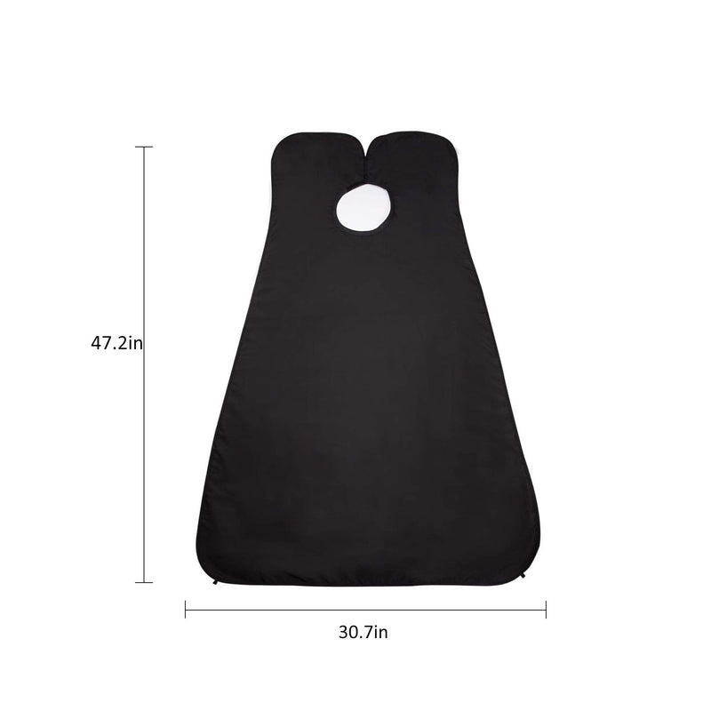 [Australia] - Beard Catcher - Large Beard Shaving Apron Cape with Suction Cups - Unique Gifts for Men Father Husband Grooming Trimming Cutting Cape by QpenguinBabies  (Black) Black 