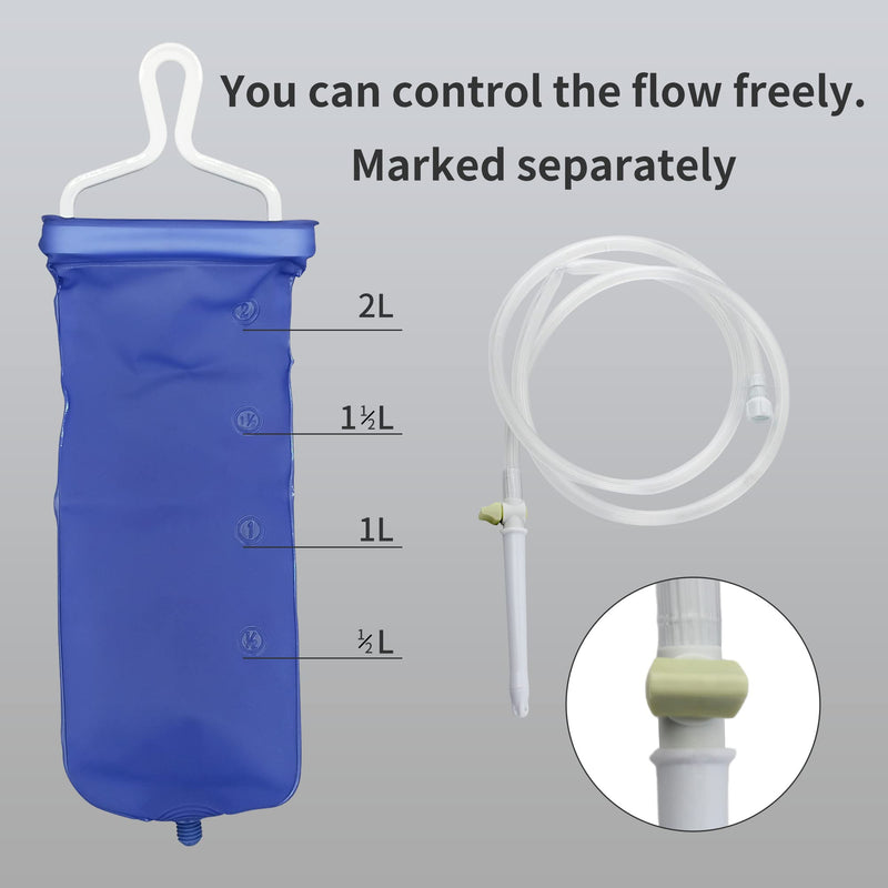 [Australia] - TopQuaFocus 1.8Quart Enema Bag Kit Home Coffee Enema Bag Kit for Colon Cleansing Portable Enema Bag for Colonic Cleanse 4.59 FT Hose 