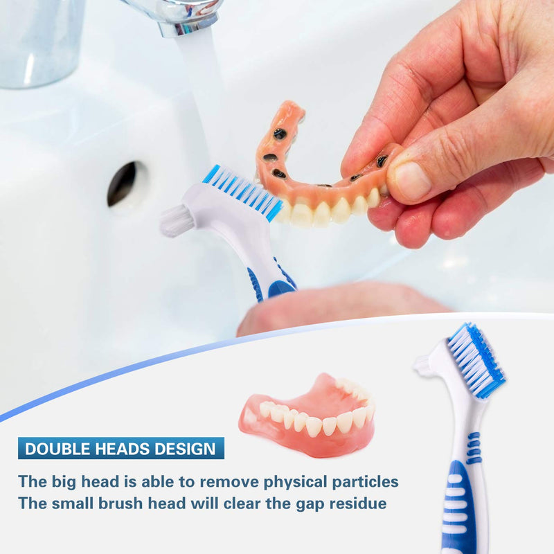 [Australia] - 2 Denture Bath Case and 2 Denture Cleaner Brushes Retainer Denture Box, Tophoniex Dentures Container with Basket Denture Holder for Travel Retainer Cleaning 