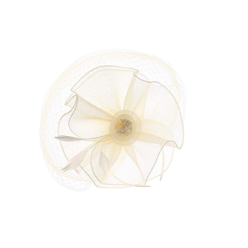 [Australia] - Women Fascinators Hats Kentucky Derby Pillbox Hat Cocktail Tea Party Hair Clip Headwear with Veil for Girls H5-beige 