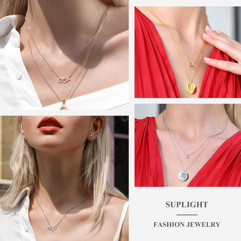 [Australia] - 925 Sterling Silver Initial Alphabet A-Z Necklace, 18K Gold Rose Gold Platinum Plated Dainty Minimalist Capital Letter Pendant with Chain Gifts for Women Girls (Can DIY 2-3 Letters) Z 03. necklace-cz platinum plated copper 