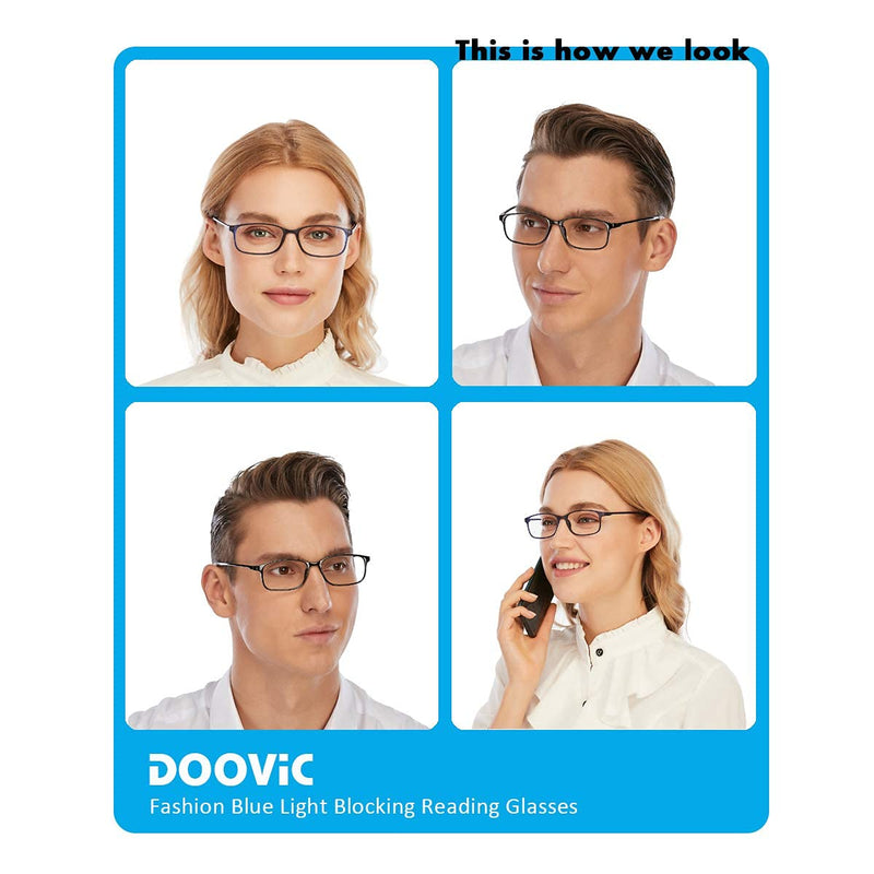 [Australia] - DOOViC Reading Glasses 4 Pack Blue Light Blocking Anti Eyestrain Flexible Lightweight Computer Readers for Men Women 1.75 x 