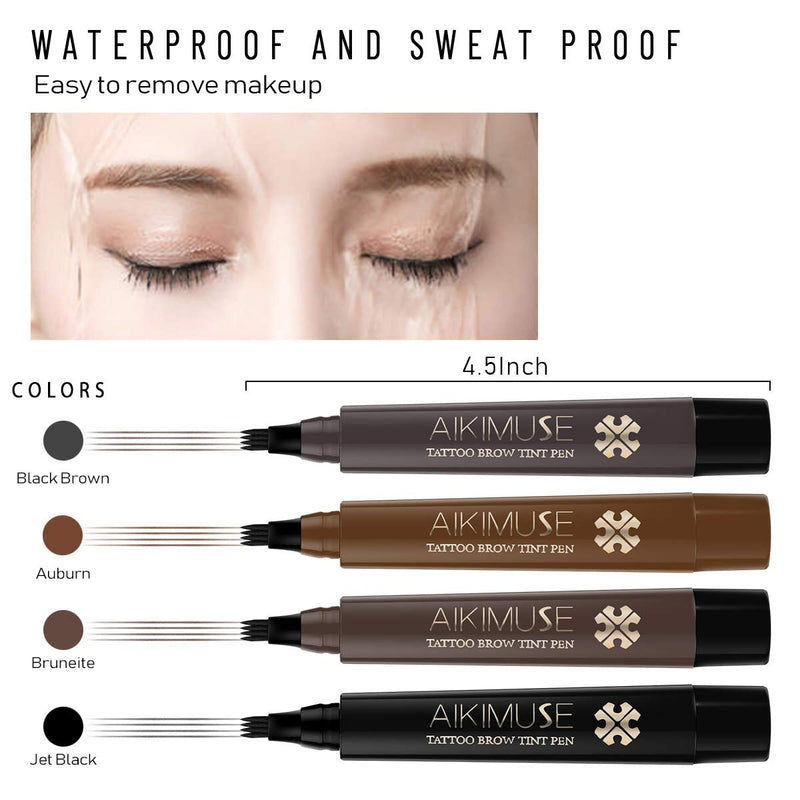 [Australia] - Microblading Tattoo Eyebrow Pen, FOXTSPORT Waterproof Ink Gel Tint Drawing Eyebrow Pencil with Four Tips, Creates Long Lasting Natural Hair-Like Defined Brows All Day(4 PCS) 