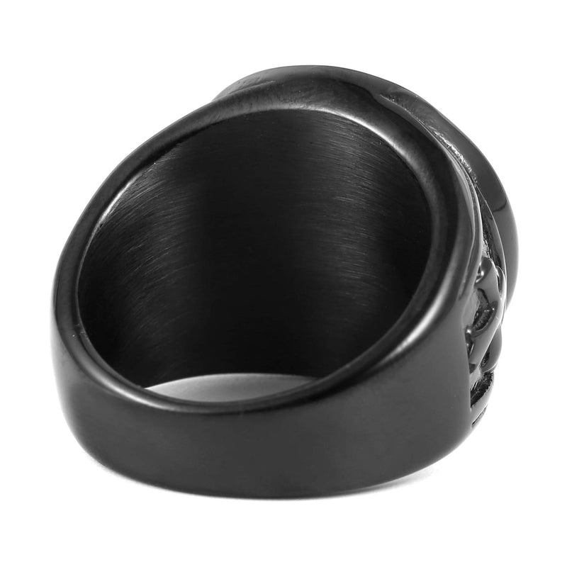 [Australia] - HZMAN St. Michael San Miguel The Great Protector Archangel Defeating Satan Figurine Stainless Steel Amulet Ring Black 7 