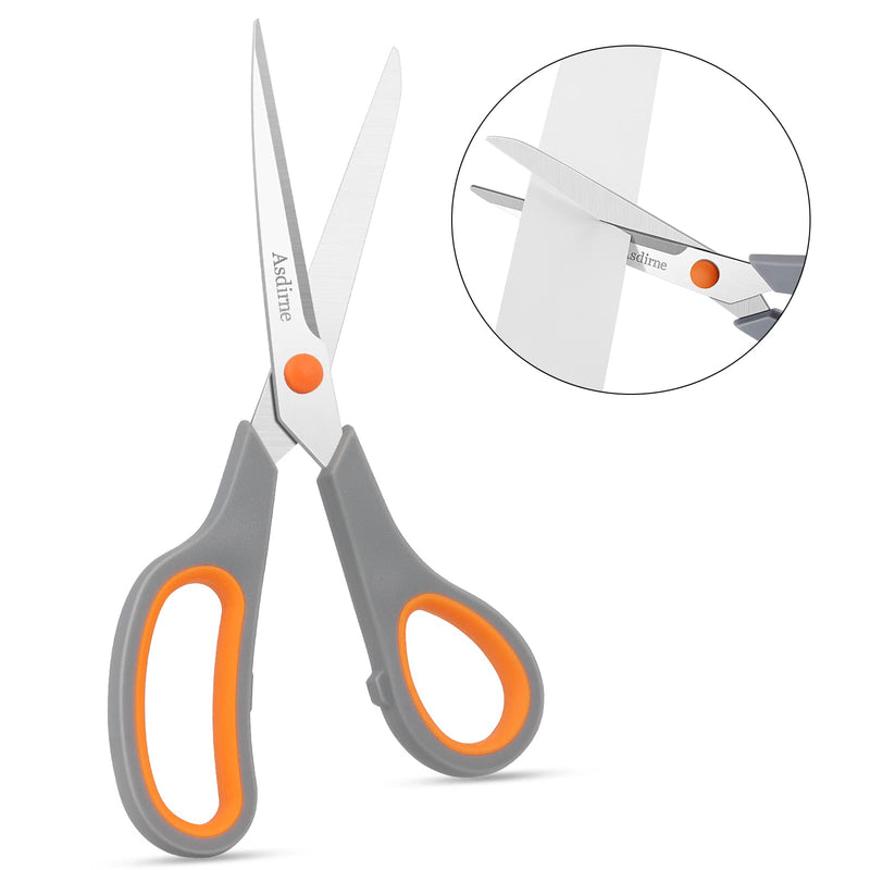 [Australia] - Asdirne Scissors, Stainless Steel Blades, Soft Grip Handle, Suitable for Households,Offices and Schools, Orange/Grey, 4 pcs/Pack 4 Pack-orange 