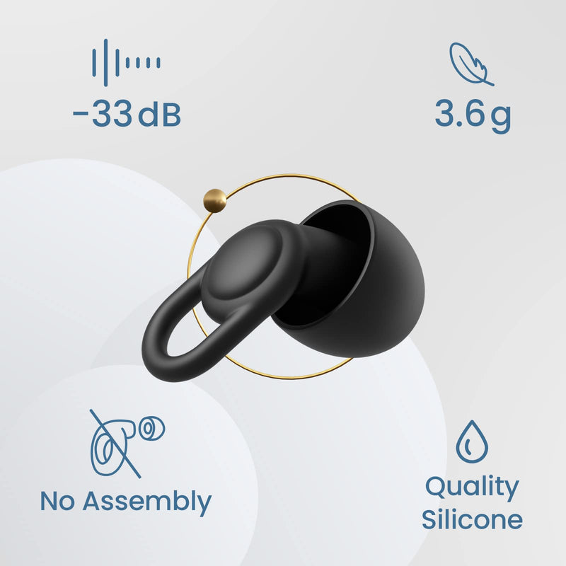 [Australia] - Silicone Ear Plugs for Noise Reduction - Reusable Soft Comfortable Earplugs for Sleeping,Noise Sensitivity & Flights -16 Ear Tips in XS/S/M/L, with 2 Travel Boxes - 33dB Noise Cancelling (Black) Black 