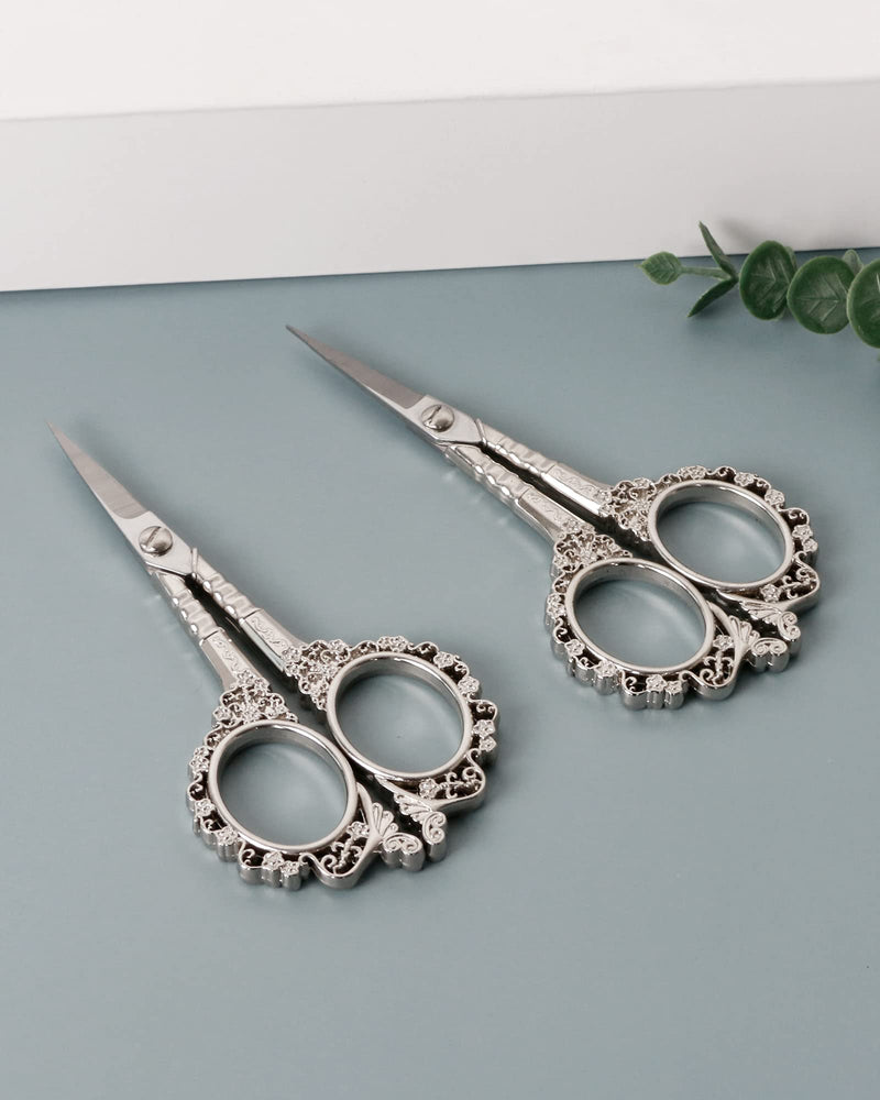 [Australia] - Eyebrow Grooming Scissors, Gemice Vintage Stainless Steel Cuticle Precision Beauty Grooming for Nail, Facial Hair, Eyebrow, Eyelash, Nose Hair, Moustache, Manicure 