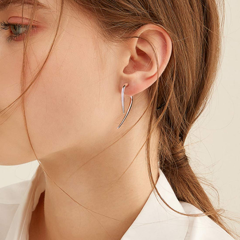 [Australia] - 925 Sterling Silver Punk Horn Earrings/Lotus Ear Jacket For Women Minimalist Jewelry Gift for Her(with Gift Box) 01-silver Horn Earrings 
