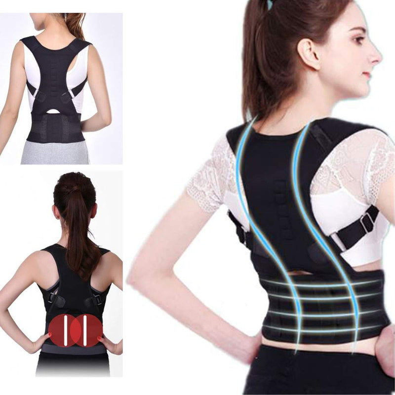 [Australia] - Fully Adjustable Magnetic Orthopedic Back Brace Posture Corrector For Men Women w Lumbar Support Belt -Shoulder, Neck, Upper Lower Back Pain Relief- Best Straightener Trainer Improves Upright Stance L Magnet Large (Pack of 1) 