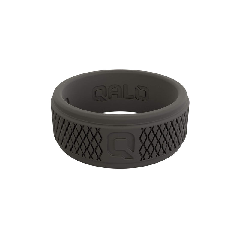 [Australia] - QALO Men's Crosshatch Silicone Wedding Ring Collection Size 08 Dark Grey Crosshatch 