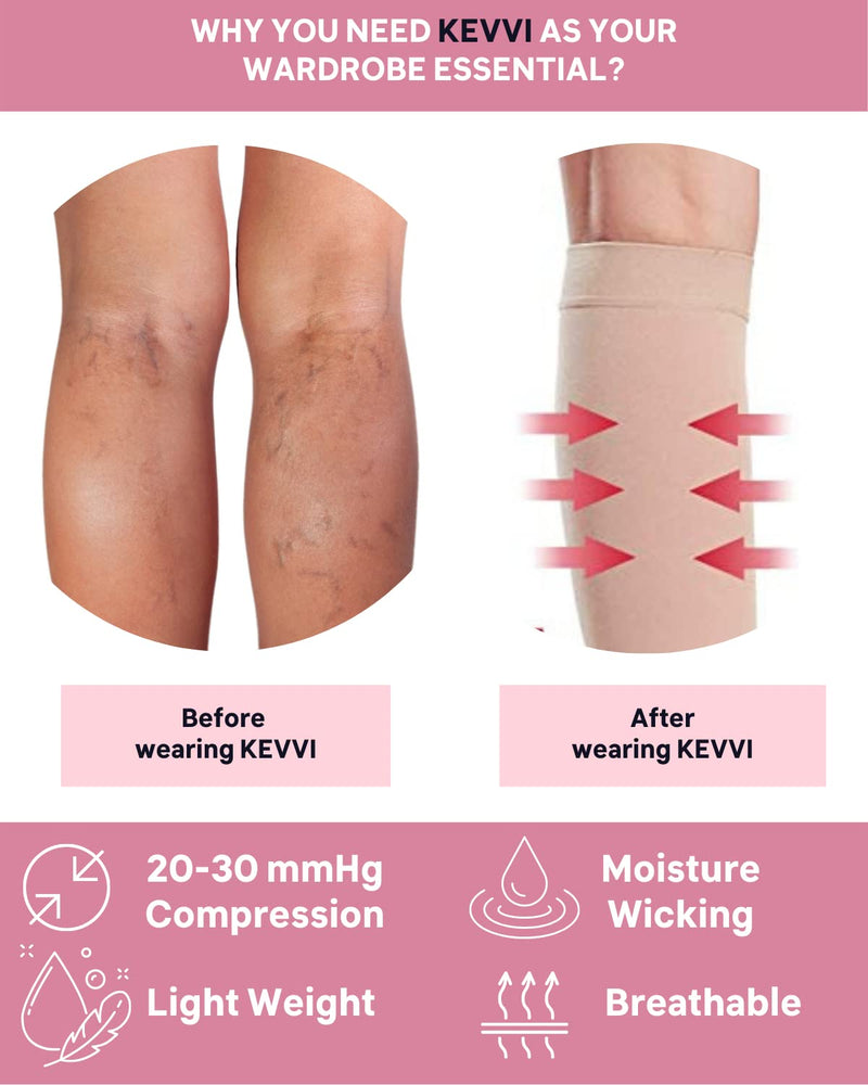 [Australia] - KEVVI - Knee High Support Hose Compression Socks 20-30 Medical Support Hose Compression Stockings for Women Ted Hose 2 pairs Small 