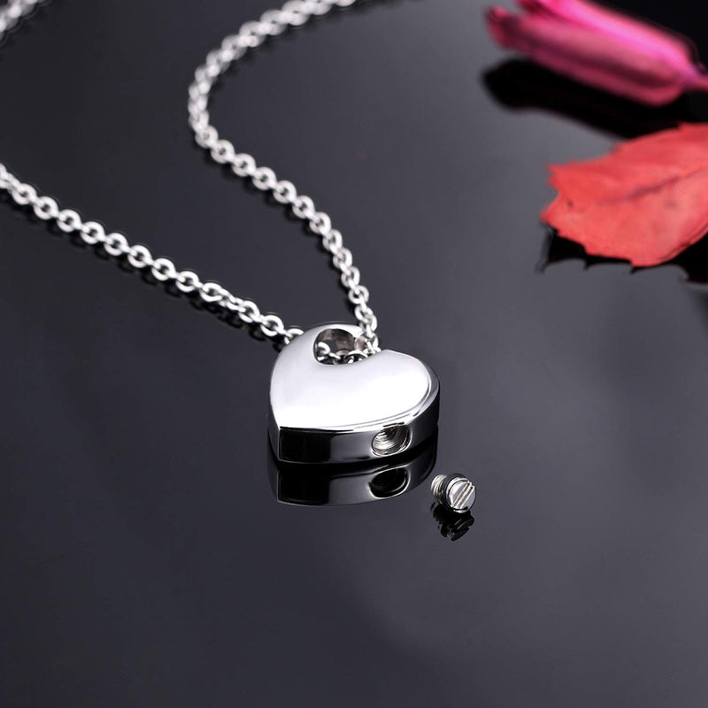 [Australia] - Norya Heart Pendant Cremation Urn Necklace Stainless Steel Keepsake Waterproof Memorial Jewelry A Piece of My Heart is in Heaven 