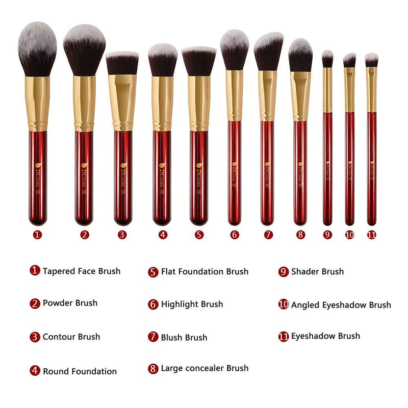[Australia] - DUcare Makeup Brushes with Box 27Pcs Professional Makeup Brush Set Premium Synthetic Hair Kabuki Foundation Blending Make Up Brushes Kit, Gift for Women- Red red27pcs 