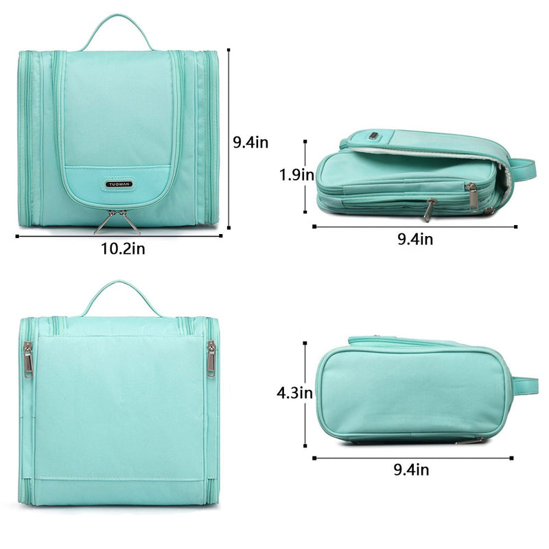 [Australia] - Hanging Toiletry Bag Travel Cosmetic Makeup Kit Organizer for Women Men Large Green (2 side pockets) 