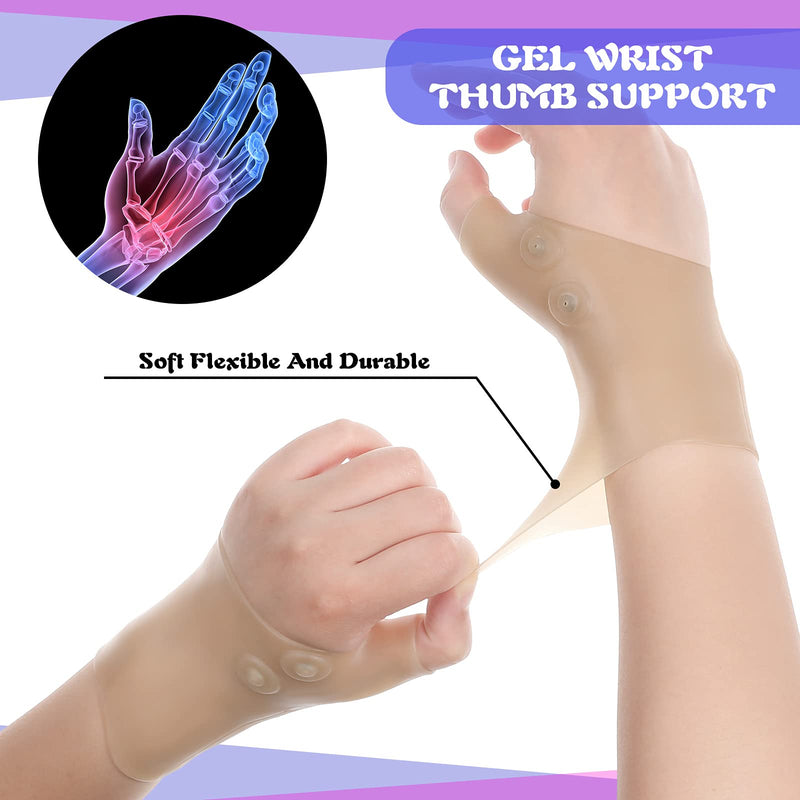 [Australia] - 4 pieces Gel Wrist Thumb Braces Wrist Hand Thumb Gloves Waterproof Wrist Compression Sleeve Hard Thumb Arthritis Brace for Typing Pain Relief, Men and Women (2 Pairs) 