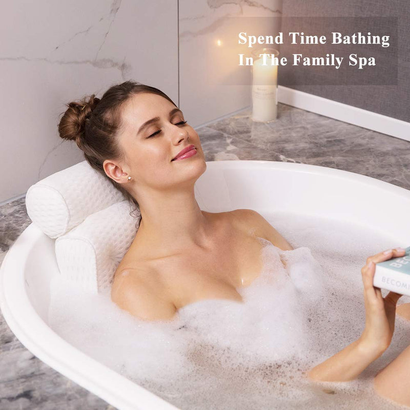 [Australia] - Bathtub Pillow Spa Bath Cushion Head,Neck,Shoulder and Back Support Rest with 7 Non-Slip Strong Suction Cups 
