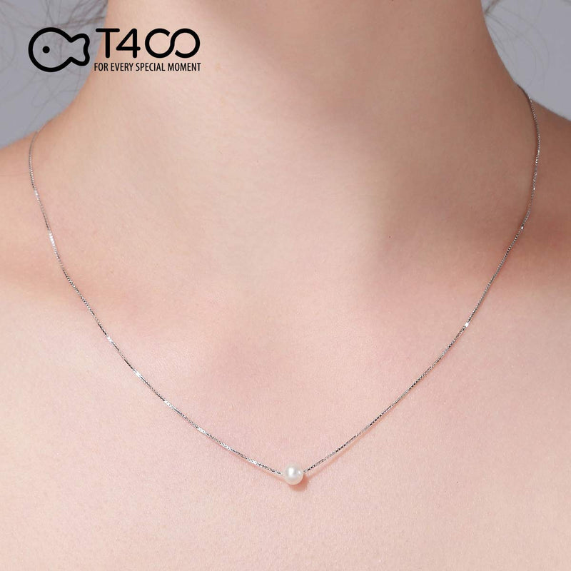 [Australia] - T400 925 Sterling Silver Freshwater Pearl Pendant Necklace and Drop Stud Earrings Christmas Gift for Women Girls Purity Style - Necklace 