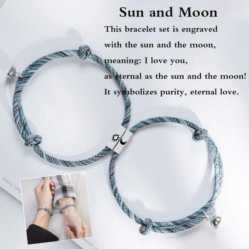 [Australia] - BUUFAN 2PCS Couple Promise Rings Set Sun and Moon High Polish Opening Rings for Lovers Best Friends 4pcs colorful rope bracelets and rings 