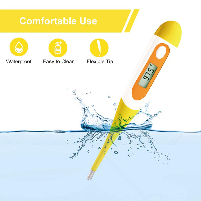 [Australia] - Digital Oral Thermometer for Adults Baby Infant Thermometer,Easy@Home Medical Thermometer,Basal Body Temperature Thermometer for Rectal Mouth Underarm with Fever Alarm EMT-021-Yellow 