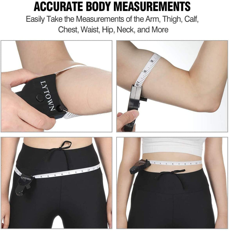 [Australia] - 4PCS Body Measure Tape, Automatic Telescopic Tape Measure, Accurate Measuring Tape for Body, Body Measurement Tape for Tracking Weight Loss Muscle Gain, Tailor, Sewing, Clothes Black 