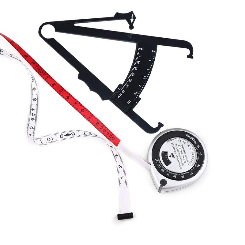 [Australia] - T&Kira 2020 New Body Fat Caliper and BMI Body Mass Index Measure Tape with Tailor Ruler, BMI Fat Skinfold Caliper Retractable Body Measuring Tape Fat Measuring Tool Kit for Fitness and Weight Loss 