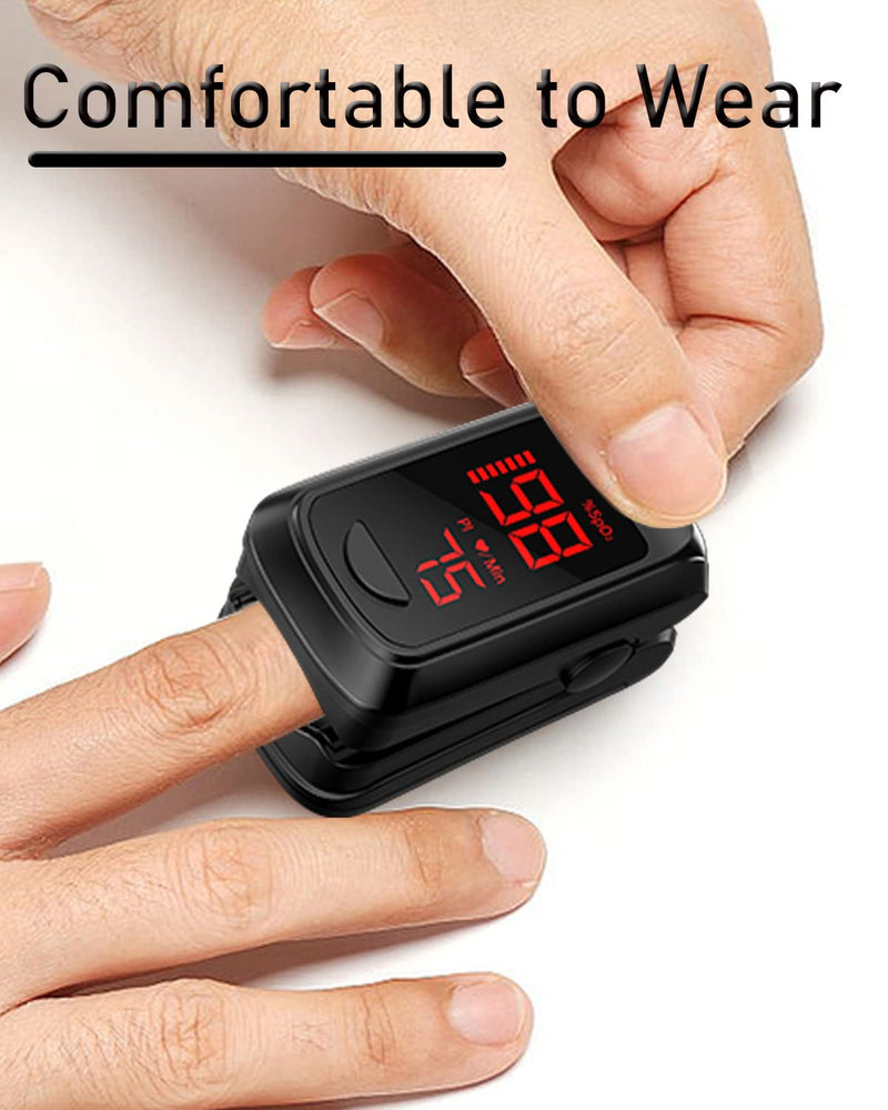 [Australia] - Fingertip Pulse Oximeter- Mini Oximeter Oxygen Saturation Monitor for SpO2/Heart Rate/PI, with Auto Graph Display/Alarm/Dedicated App, Compatible with iOS&Android Black 