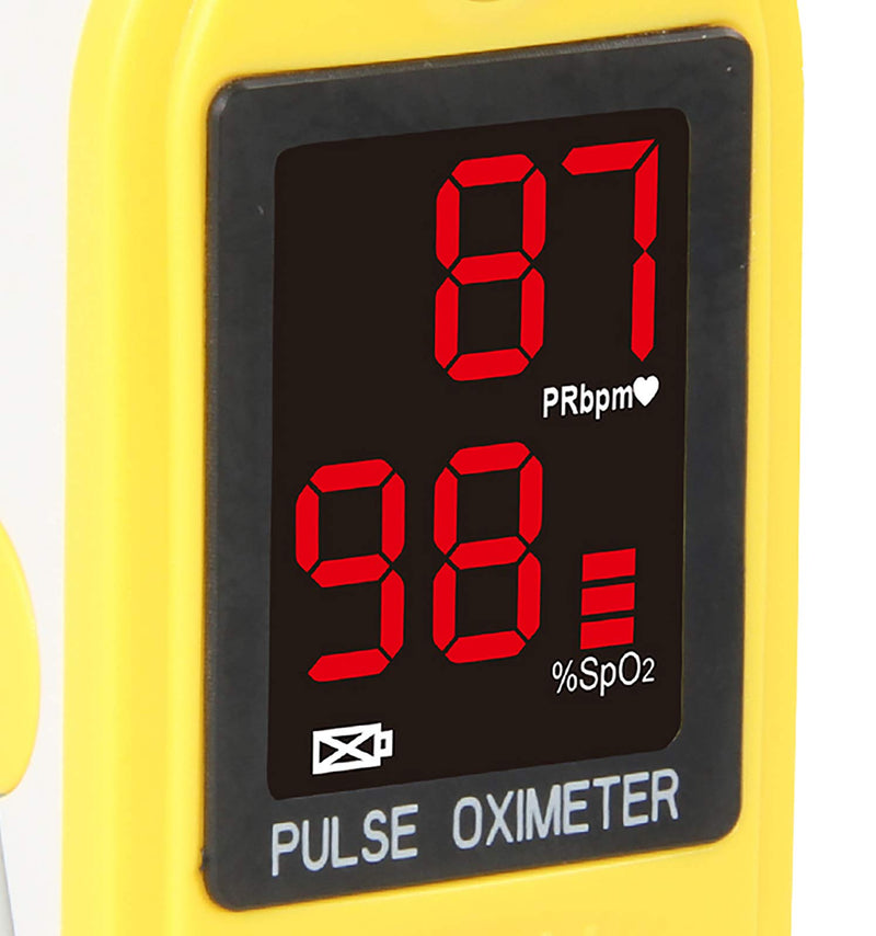 [Australia] - Concord Basics Yellow Fingertip Pulse Oximeter Blood Oxygen Saturation Monitor with Carrying Case, Batteries, Silicone Cover and Lanyard 