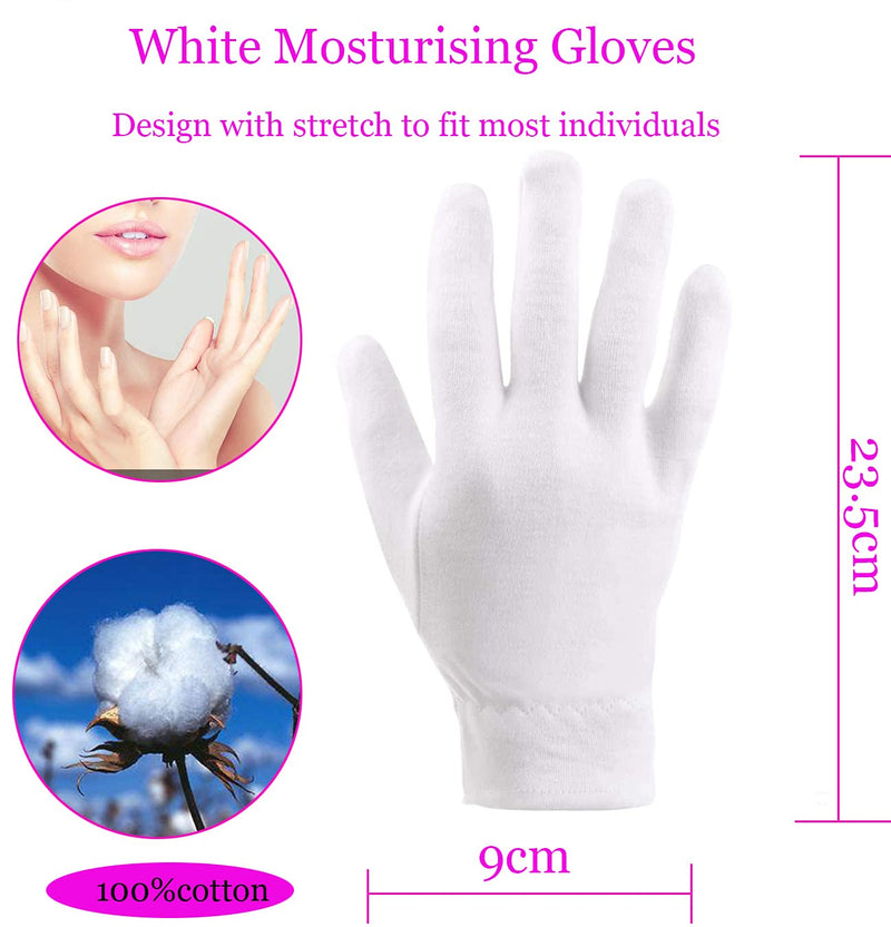 [Australia] - 100% Cotton Gloves for Eczema,1 Pairs White Cotton Moisturizing Gloves Over Night Bedtime | Cosmetic Inspection Premium Cloth Quality | Dry Sensitive Irritated Skin Spa Therapy Secure Wristband 1 Pairs 