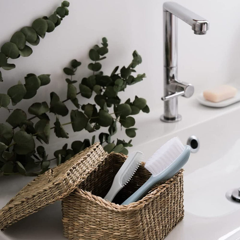 [Australia] - Beaba - Comb + Hairbrush set for Babies and Children - Integrated comb storage system on the back of the brush - Green Blue 