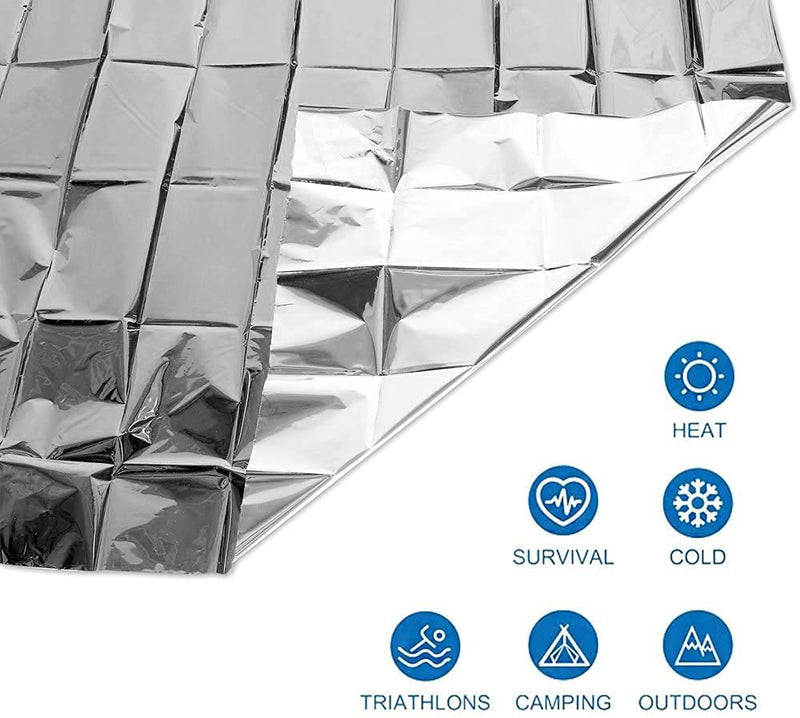 [Australia] - ANCLLO 4 Pack Emergency Mylar Thermal Blankets - Designed for Outdoors Hiking Survival Marathons or First Aid (Silver Color) 